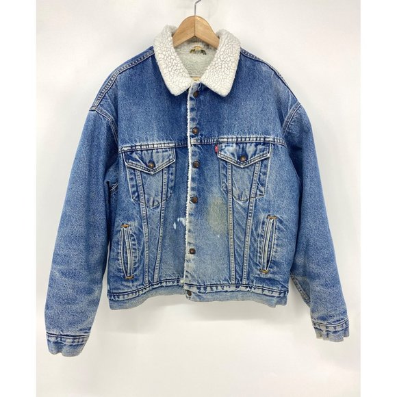 Levi's Jackets & Coats Rare Vintage Levis Sherpa Lined Denim Trucker Jacket Size Large Made